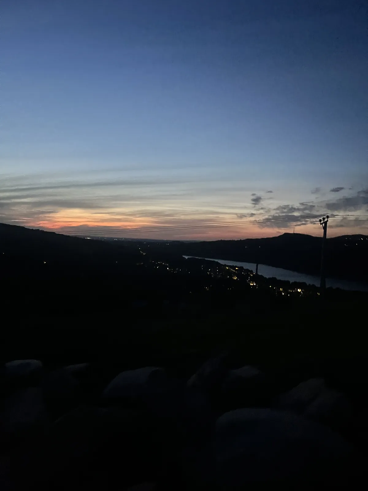 The last of the light over Llanberis, from the path just after nine.